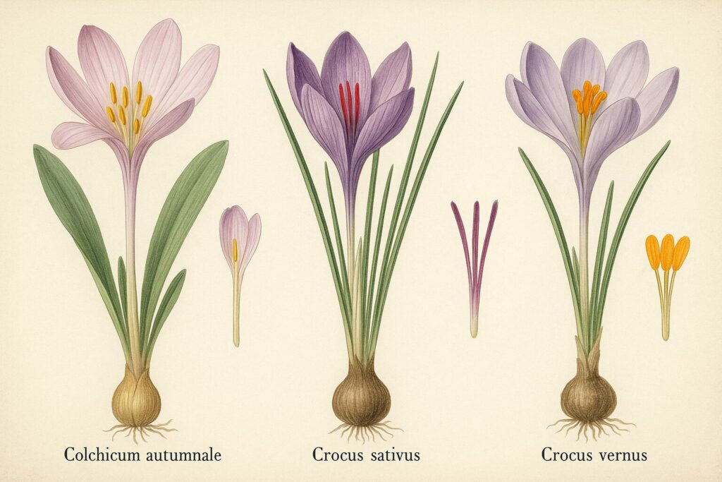 grafica di confronto tra colchium e crocus sativus e crocus vernus